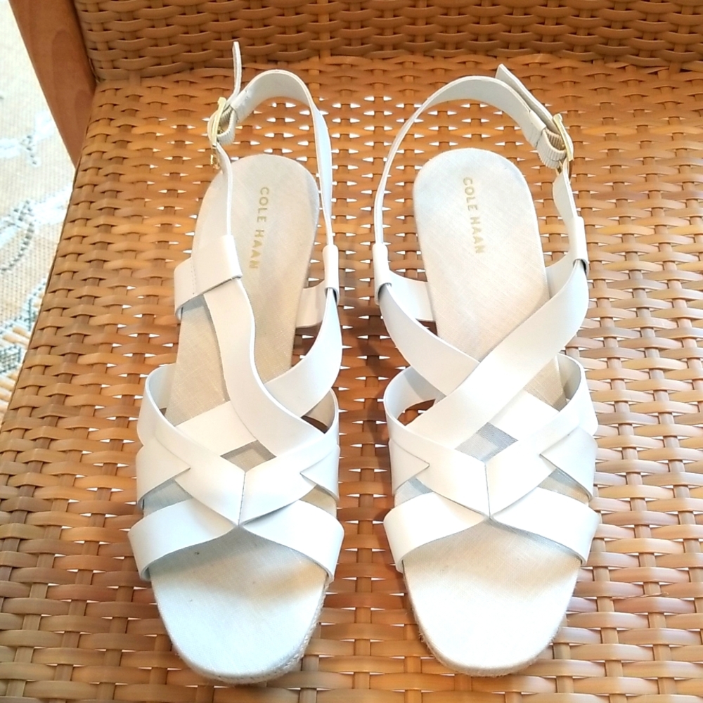 Cole Hahn Off White Wedge Sandals